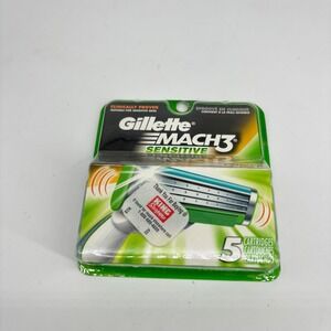 Gillette Mach3 Sensitive Razor Blade Refills 5 Count Cartridges Open box